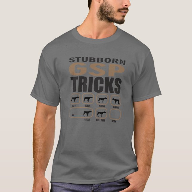 Camiseta Design de Ponteiro de Baixo Curso Alemão Stubborn (Frente)
