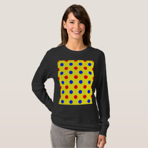 Camiseta Design de Pontos Amarelos Vermelhos e Azuis