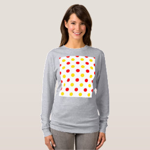Camiseta Design de Pontos Brancos Vermelhos Amarelos