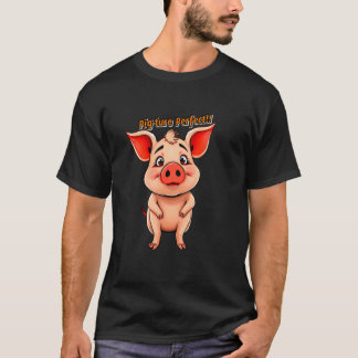 Camiseta Design de porco de desenho animado perfeito e fofo