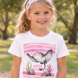 Camiseta Design de Praia Infantil de Raia Submarina Fofa