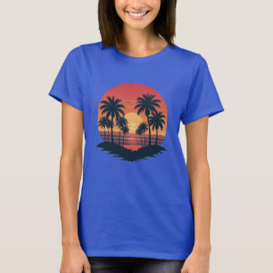 Camiseta design de praia tropical sunset