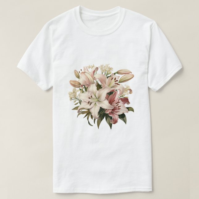 Camiseta Design de Presente Inspirado em Bouquet Rosa (Frente do Design)