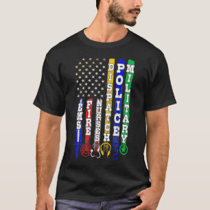 Camiseta Design De Primeiros Respondentes Na Parte Traseira
