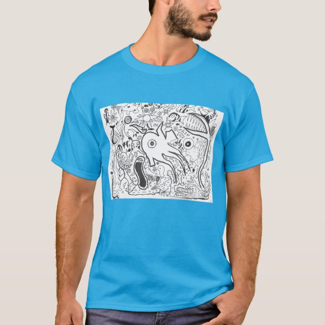 Camiseta Design de Punk Rock #14 Fantasy Ocean on Light Blu (Frente)