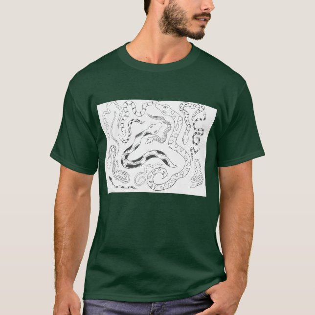 Camiseta Design de Punk Rock nº 18 Cobras em Verde (Frente)