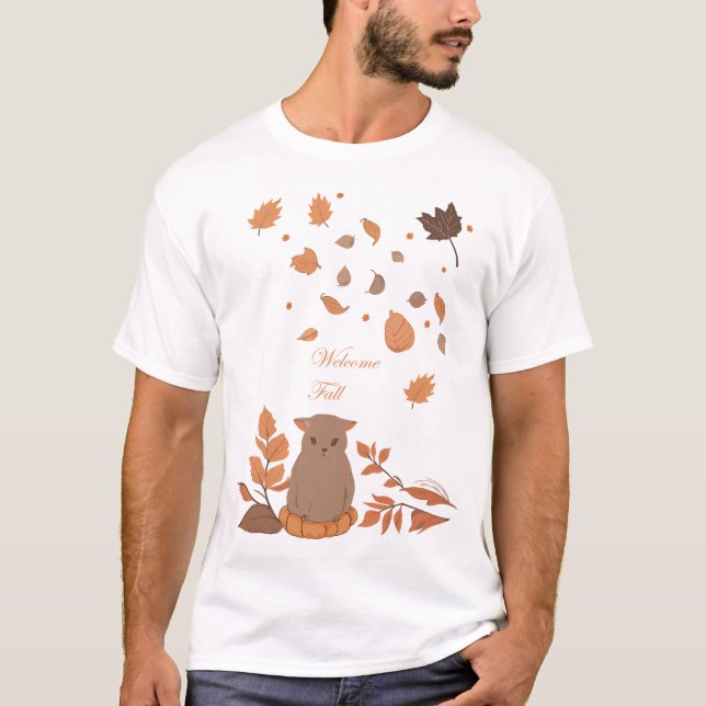 Camiseta Design de queda com Cat (Frente)
