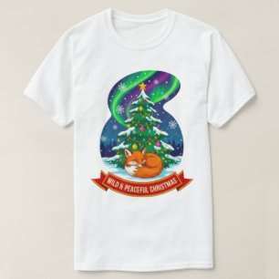 Camiseta Design de Raposa de Natal Selvagem e Pacífica