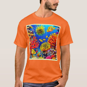 Camiseta Design de recife de coral colorido