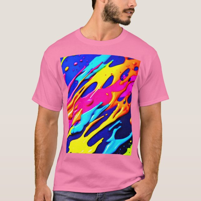Camiseta Design de respingo de néon (Frente)