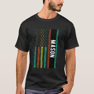 Camiseta Design de Retração de Mason Preto Retro-Negrito