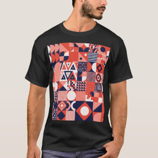 Camiseta Design de Retro Bauhaus, geométrico colorido.
