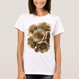 Camiseta Design de ROSAS DOURADAS Prateado da Moda