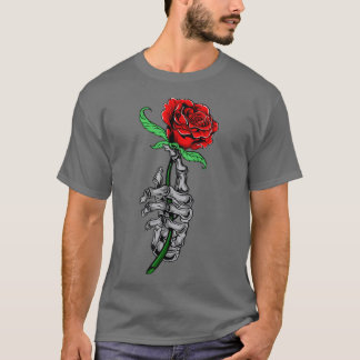 Camiseta Design de rosas em T-Shirt, de esqueleto vermelho