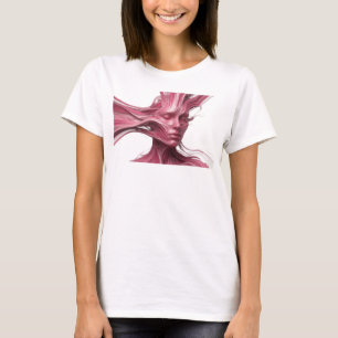 Camiseta Design de Rosto Abstrato Rosa Ousado