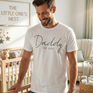 Camiseta Design de Rótulo de Papai Clássico Ano EST Família