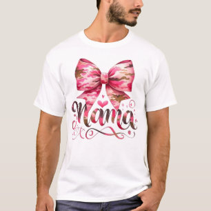 Camiseta Design de Rótulo Mama com Arco Camuflagem Rosa