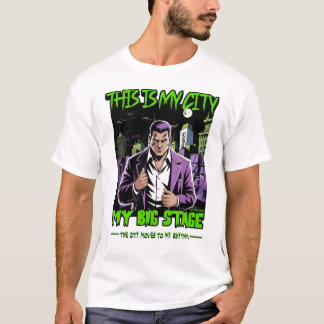 Camiseta Design de Rua Urbana da Cidade Neon Perigosa