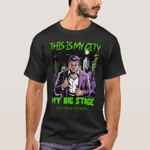 Camiseta Design de Rua Urbana de Cidade Neon Perigosa