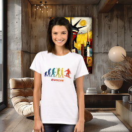Camiseta Design de Salto Silhueta Evolução de Snowboard
