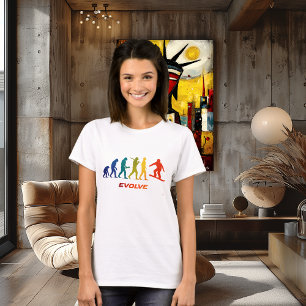 Camiseta Design de Salto Silhueta Evolução de Snowboard