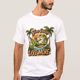Camiseta Design de sapo tropical em rede na praia