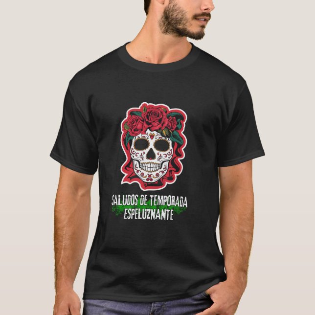 Camiseta Design de saudações de Halloween Spooky Hispanic (Frente)
