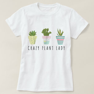 Camiseta Design de Senhora Louca por Plantas Fofas