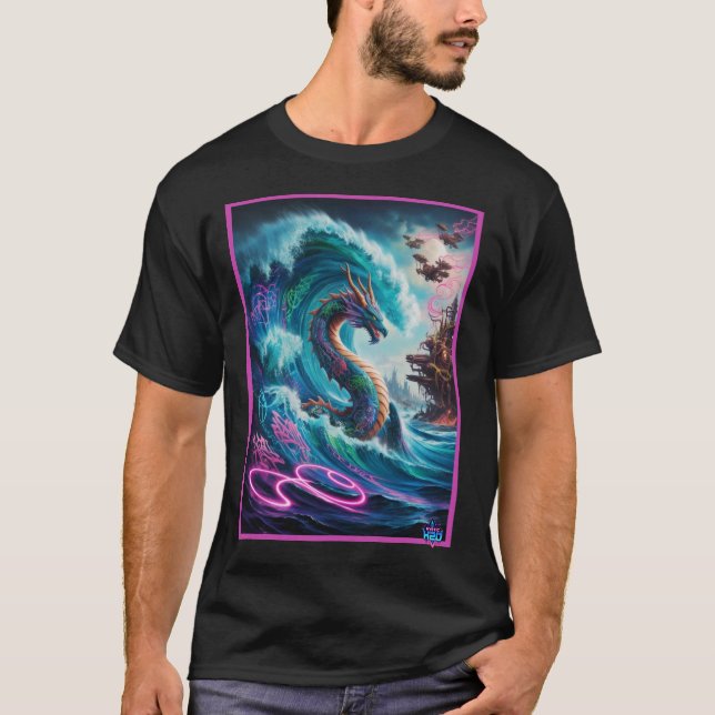 Camiseta Design de Serpente do Mar de Dragão H2O Místico (Frente)