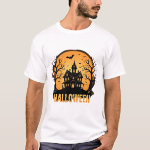 Camiseta Design de Silhueta da Lua da Casa Assombrada de Ha