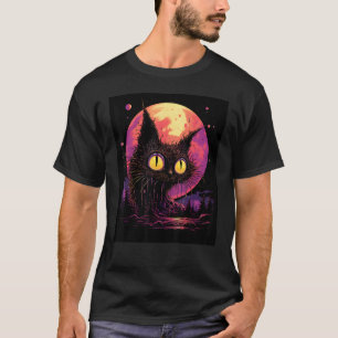 Camiseta Design de Silhueta de Gato Intrigante para sua Mod