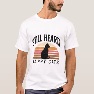 Camiseta Design de Silhueta de Gato Preto Chic com Impressã