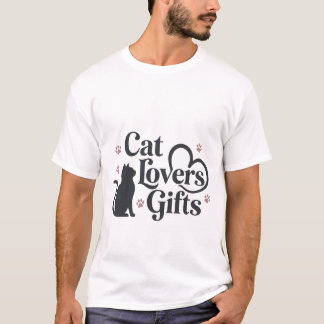 Camiseta Design de Silhueta de Gato Preto Chic com Impressã