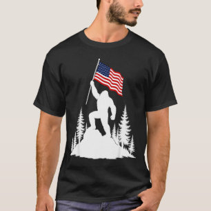 Camiseta design de silhueta do pé grande segurando a bandei