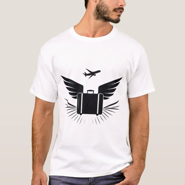 Camiseta Design de silhueta preta de uma mala viagem (Frente)