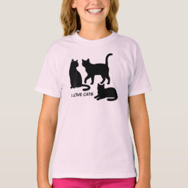 Camiseta Design de Silhuetas de Animais Fofos - Gatos 1