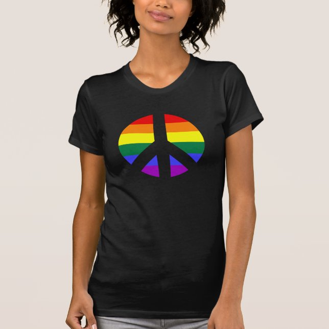 Camiseta Design de Sinal de Paz Arco-Íris (Frente)