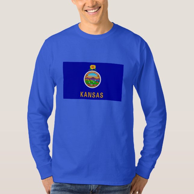 Camiseta Design de Sinalizador do Estado do Kansas (Frente)