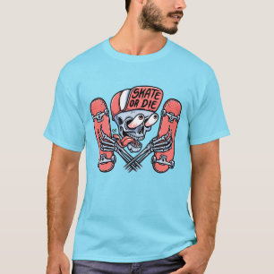 Camiseta Design de skateboarding de crânio engraçado e ousa