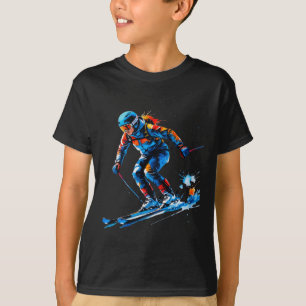 Camiseta Design de Skiing Splash – Arte Dinâmica de Esporte