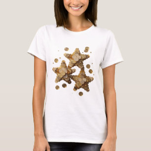 Camiseta Design de slogan Artistic Gold GOLDEN STARS