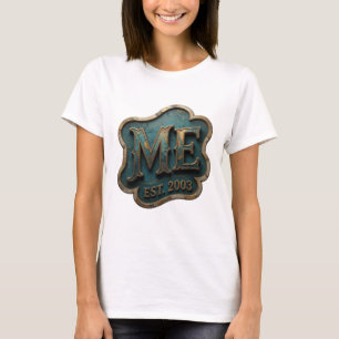 Camiseta Design de slogan Artístico Gold ME EST 2003