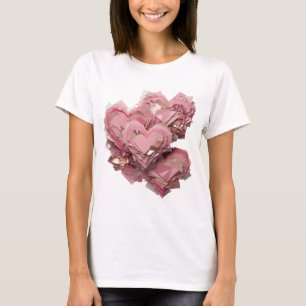 Camiseta Design de slogan corações de amor em ouro artístic