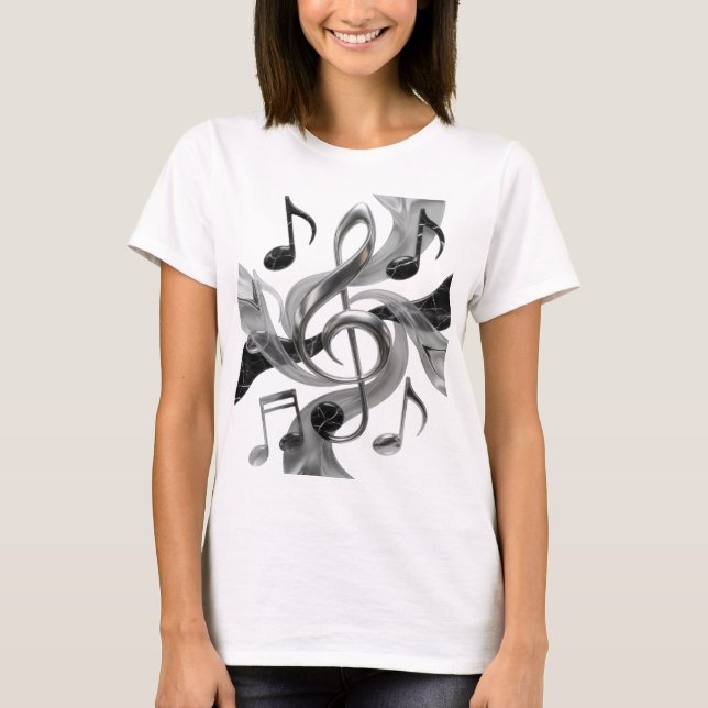 Camiseta Design de slogan Crisp Silver MUSIC IN MOTION (Frente)