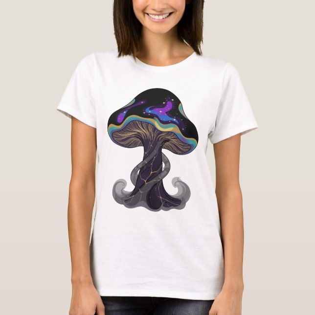 Camiseta Design de slogan de COGUMELO ESPACIAL de prata mod (Frente)