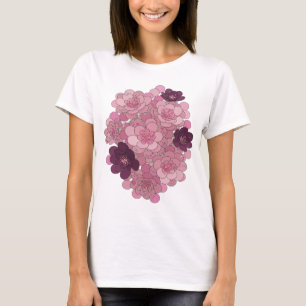Camiseta Design de slogan de FLORES DE CEREJEIRA Rosa Engra