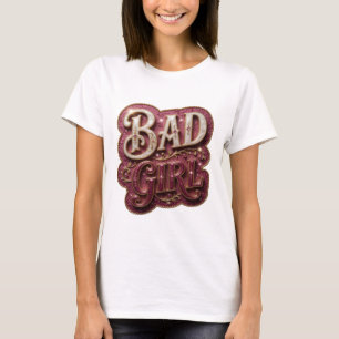 Camiseta Design de slogan de garota má moderna em ouro