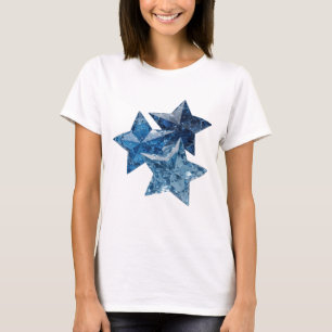 Camiseta Design de slogan Estrelas Azuis Prata Afiado