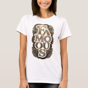 Camiseta Design de slogan famoso em ouro artístico