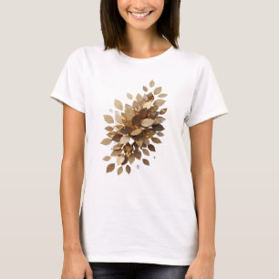 Camiseta Design de slogan Folhas Douradas Divertidas